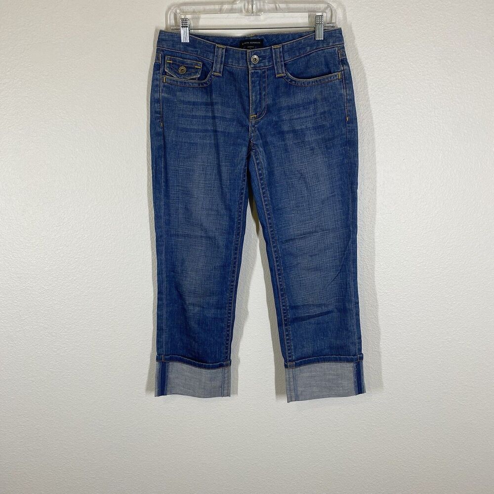 Banana Republic Womens Crop Jeans Size 2 Low Rise Cuffed Stretch Medium Wash
